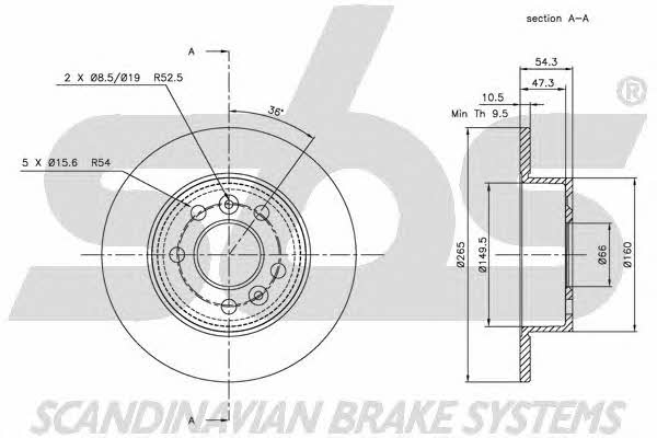 SBS 1815203929 Rear brake disc, non-ventilated 1815203929