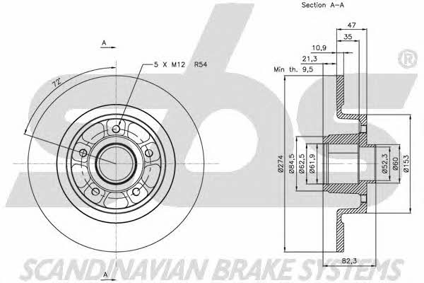 SBS 1815203931 Rear brake disc, non-ventilated 1815203931