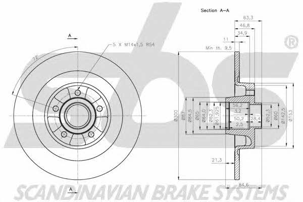 SBS 1815203943 Rear brake disc, non-ventilated 1815203943