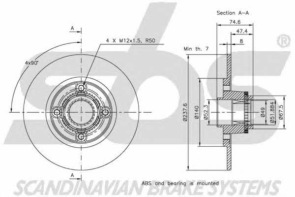 SBS 1815203945 Rear brake disc, non-ventilated 1815203945