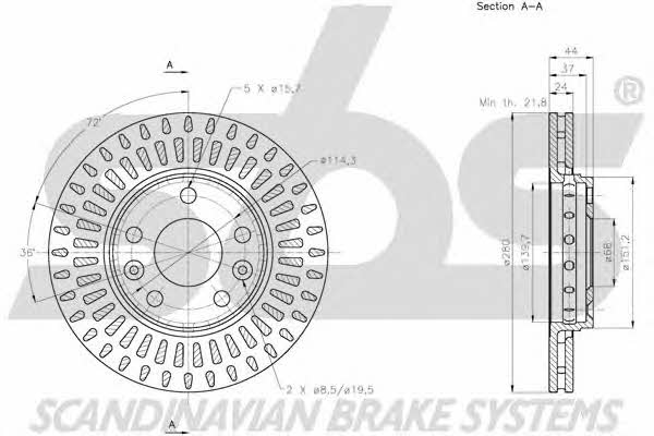 SBS 1815203970 Front brake disc ventilated 1815203970