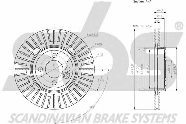 SBS 1815204035 Front brake disc ventilated 1815204035