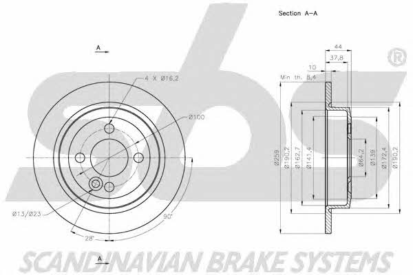SBS 1815204036 Rear brake disc, non-ventilated 1815204036