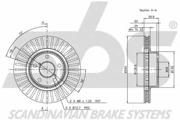 SBS 1815204403 Front brake disc ventilated 1815204403