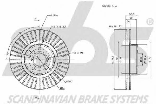 SBS 1815204406 Front brake disc ventilated 1815204406