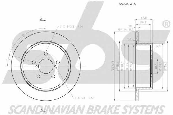 SBS 1815204416 Rear brake disc, non-ventilated 1815204416