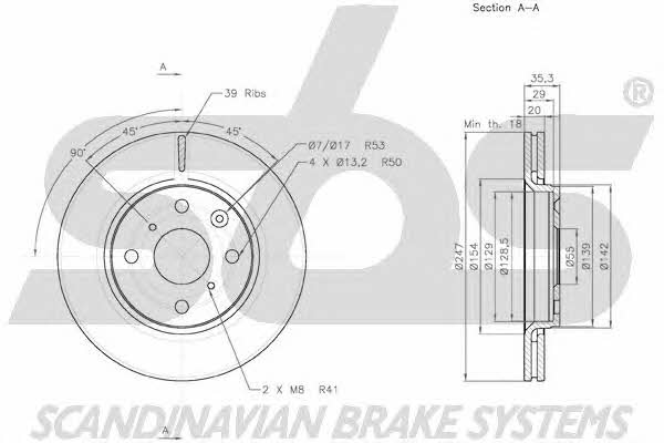 SBS 18152045102 Front brake disc ventilated 18152045102
