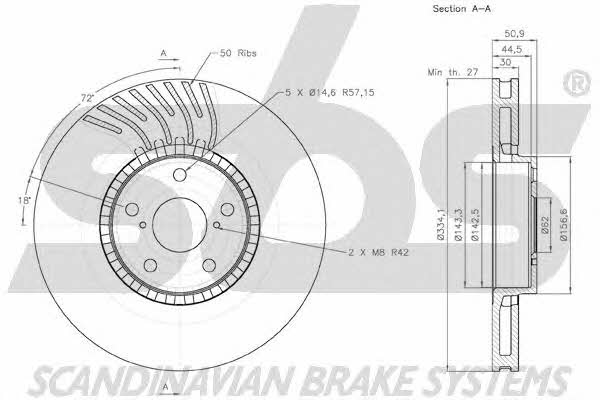 SBS 18152045104 Front brake disc ventilated 18152045104