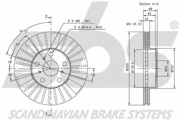 SBS 1815204536 Front brake disc ventilated 1815204536