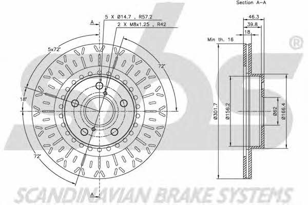 SBS 1815204562 Front brake disc ventilated 1815204562