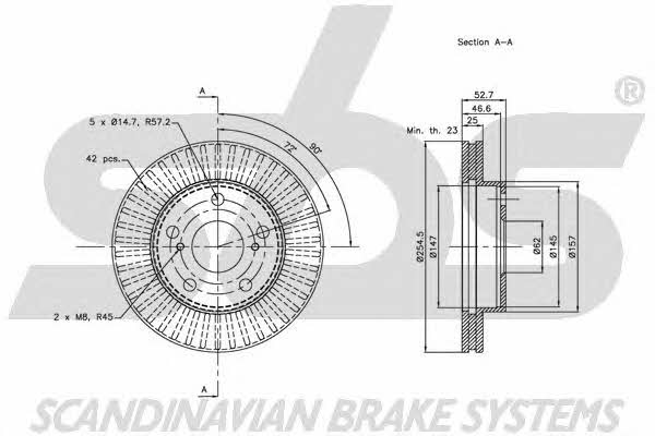 SBS 1815204569 Front brake disc ventilated 1815204569