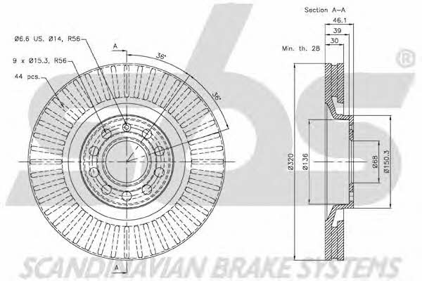 SBS 18152047107 Front brake disc ventilated 18152047107