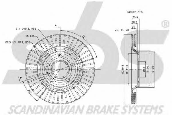 SBS 18152047113 Rear ventilated brake disc 18152047113