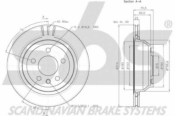 SBS 18152047114 Rear ventilated brake disc 18152047114