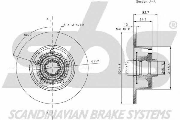 SBS 18152047120 Rear brake disc, non-ventilated 18152047120