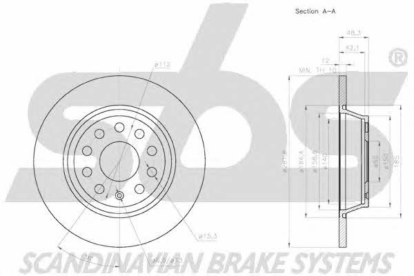 SBS 18152047133 Rear brake disc, non-ventilated 18152047133