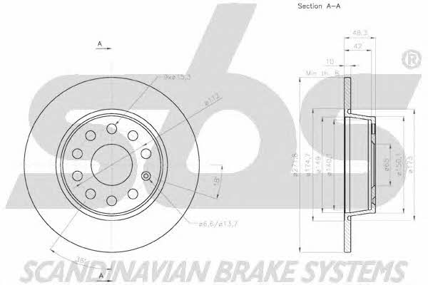 SBS 18152047137 Rear brake disc, non-ventilated 18152047137
