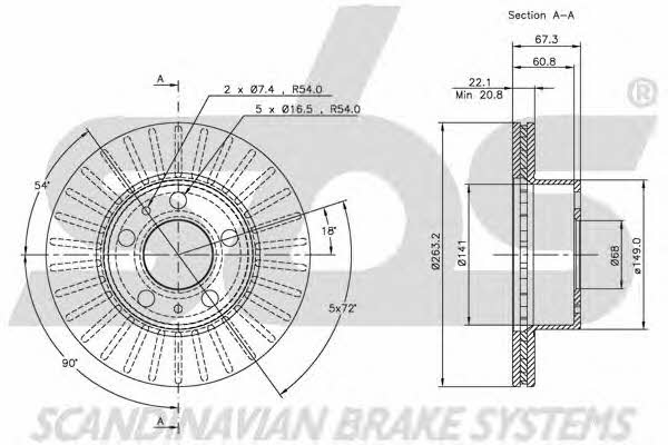 SBS 1815204809 Front brake disc ventilated 1815204809