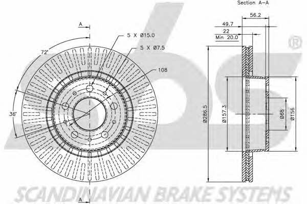 SBS 1815204826 Front brake disc ventilated 1815204826