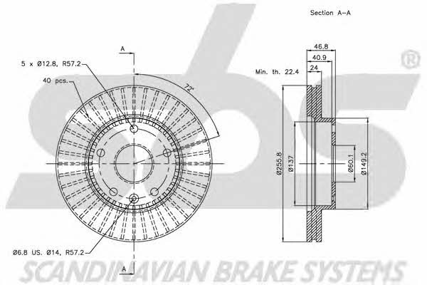SBS 1815205006 Front brake disc ventilated 1815205006