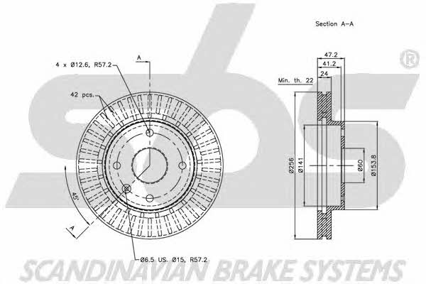 SBS 1815205009 Front brake disc ventilated 1815205009