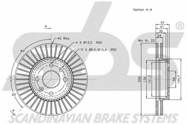 SBS 1815205012 Front brake disc ventilated 1815205012