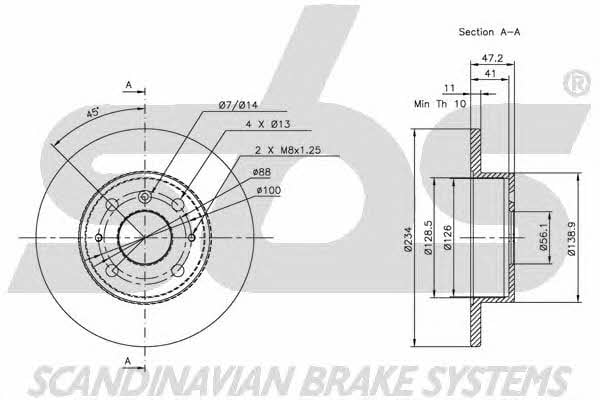 SBS 1815205104 Unventilated front brake disc 1815205104
