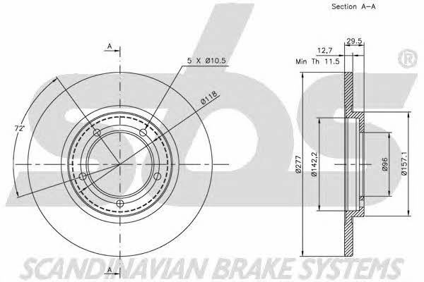 SBS 1815205107 Unventilated front brake disc 1815205107
