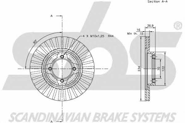 SBS 1815205110 Front brake disc ventilated 1815205110