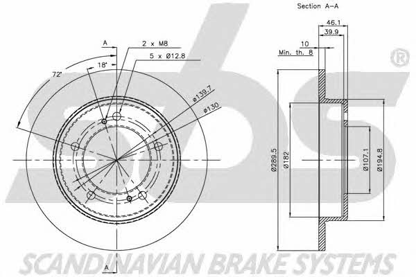 SBS 1815205203 Unventilated front brake disc 1815205203