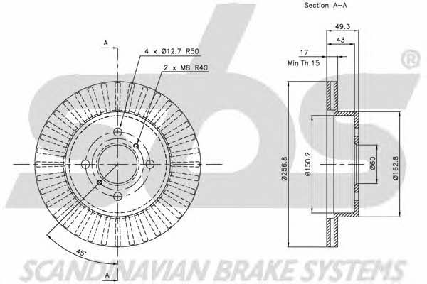 SBS 1815205211 Front brake disc ventilated 1815205211