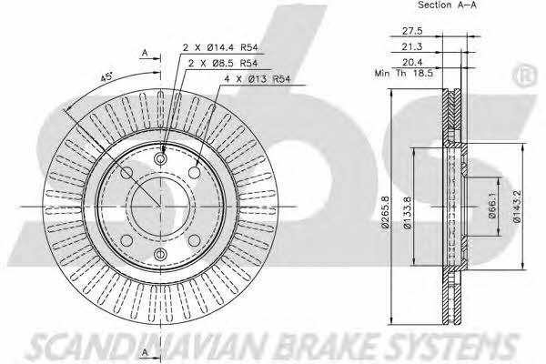SBS 1815209915 Front brake disc ventilated 1815209915