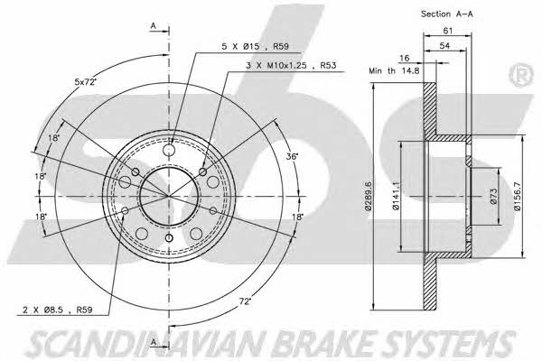 SBS 1815209919 Unventilated front brake disc 1815209919