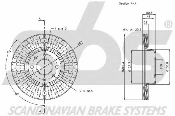 SBS 1815209924 Front brake disc ventilated 1815209924