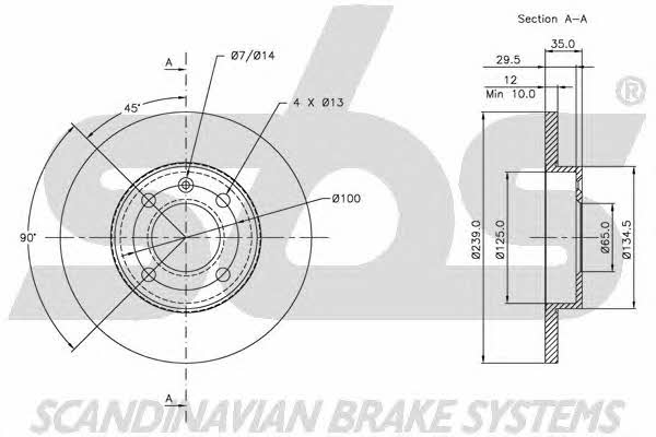 SBS 1815209933 Unventilated front brake disc 1815209933