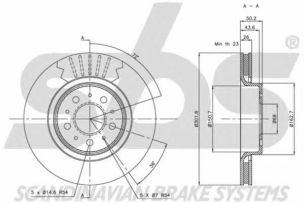 SBS 1815204837 Front brake disc ventilated 1815204837