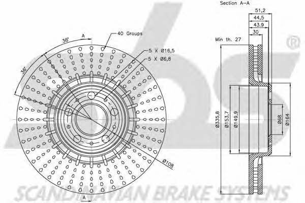 SBS 1815204853 Front brake disc ventilated 1815204853