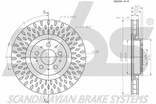 SBS 1815204866 Front brake disc ventilated 1815204866