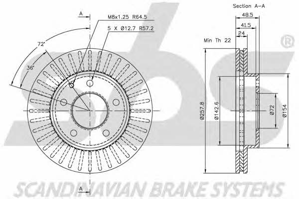 SBS 1815203227 Front brake disc ventilated 1815203227