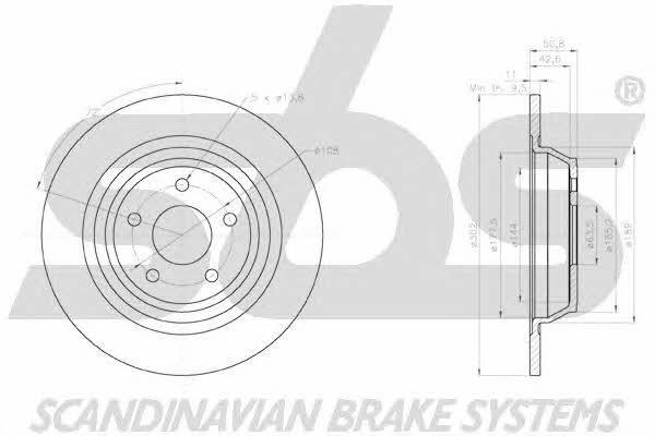 SBS 18152025101 Rear brake disc, non-ventilated 18152025101