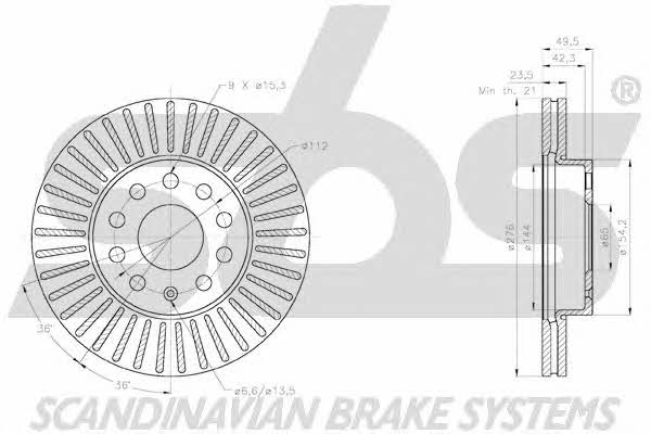 SBS 18152047166 Front brake disc ventilated 18152047166