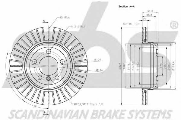 SBS 1815201578 Rear ventilated brake disc 1815201578
