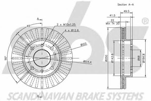 SBS 1815202215 Front brake disc ventilated 1815202215