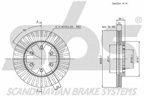 SBS 1815202234 Front brake disc ventilated 1815202234