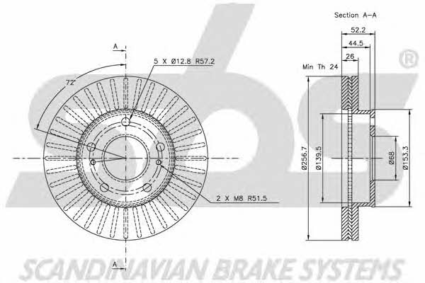 SBS 1815202243 Front brake disc ventilated 1815202243