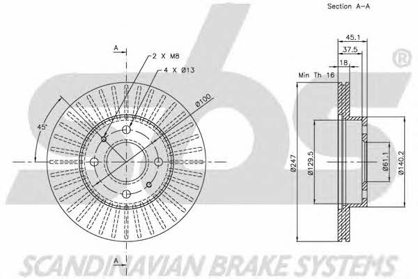 SBS 1815202245 Front brake disc ventilated 1815202245