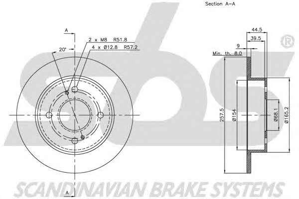SBS 1815202248 Rear brake disc, non-ventilated 1815202248