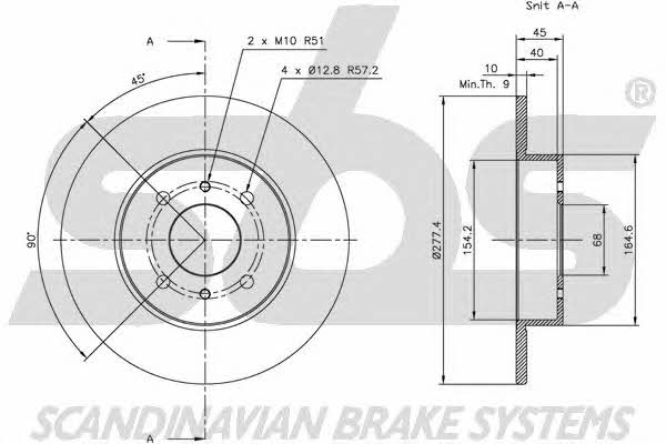 SBS 1815202252 Rear brake disc, non-ventilated 1815202252