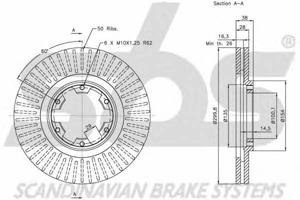 SBS 1815202262 Front brake disc ventilated 1815202262