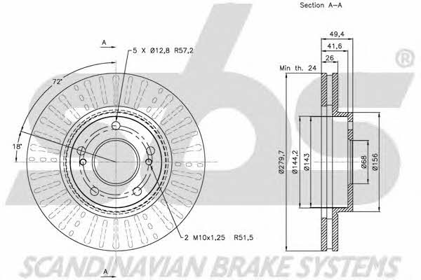 SBS 1815202267 Front brake disc ventilated 1815202267